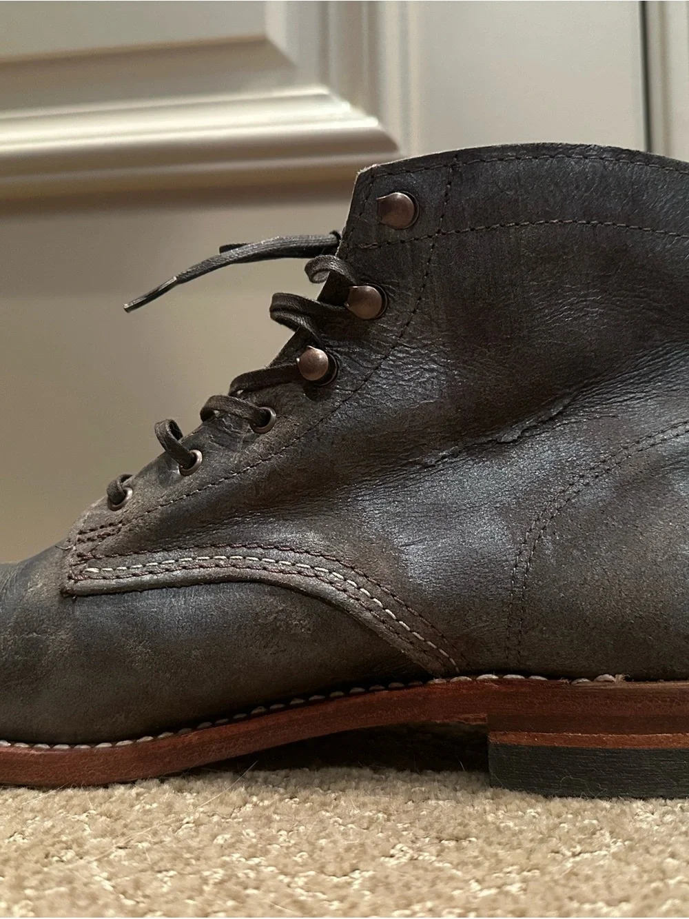 Wolverine 1000 Mile Boots Gray Leather Made In The USA Womens 11